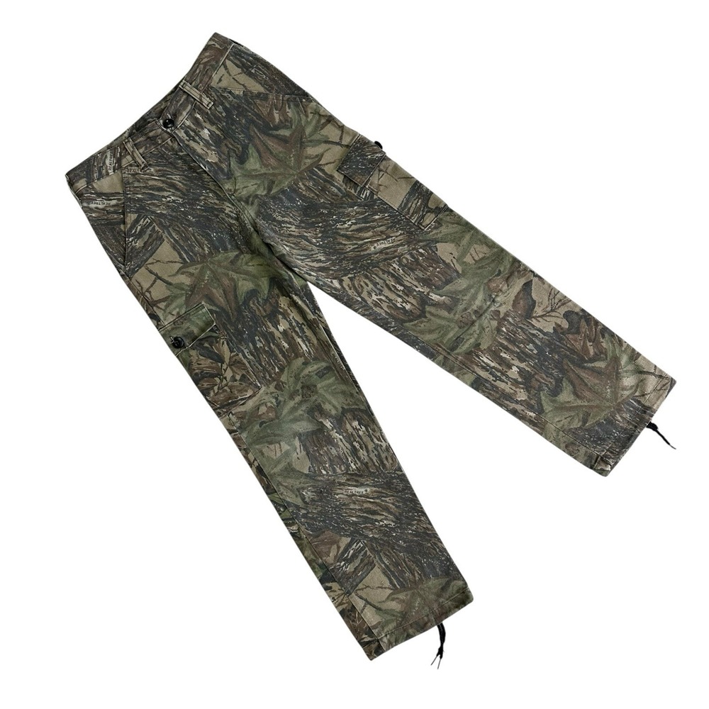 VTG 90s Liberty Realtree Camo Cargo Pants Women 28x28 Green Brown Leaf Fade